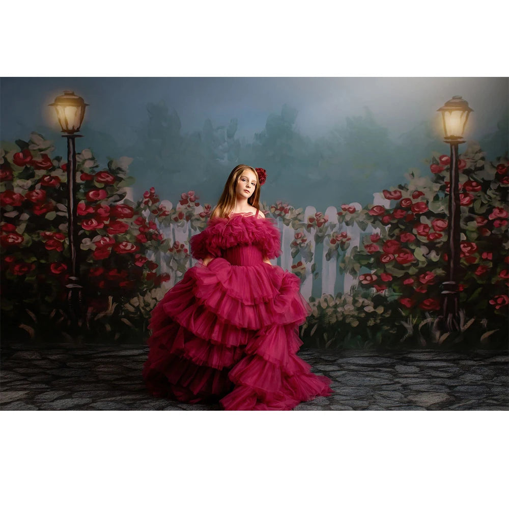 KMK - Hand Drawn Roses Garden Backdrop