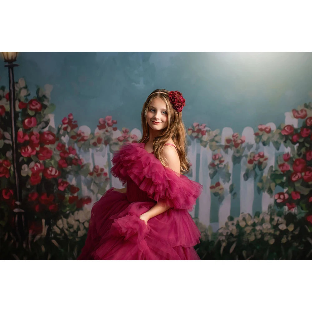 KMK - Hand Drawn Roses Garden Backdrop