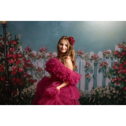 KMK - Hand Drawn Roses Garden Backdrop