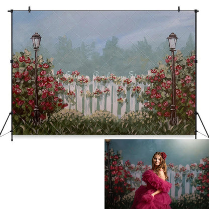KMK - Hand Drawn Roses Garden Backdrop