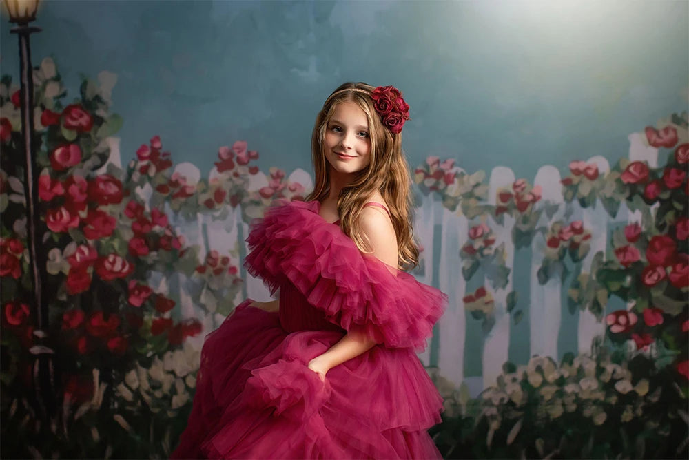 KMK - Hand Drawn Roses Garden Backdrop