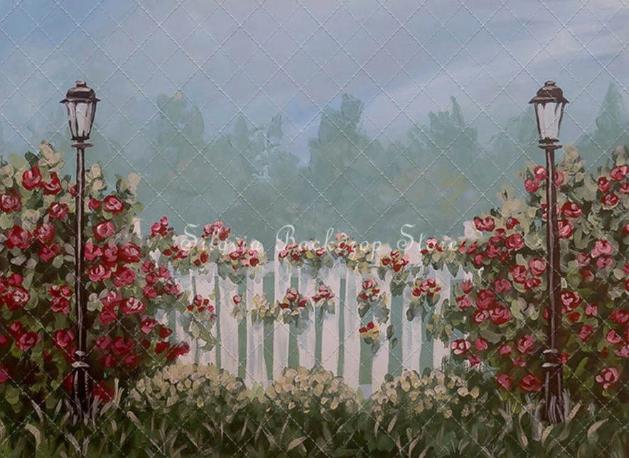 KMK - Hand Drawn Roses Garden Backdrop