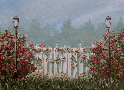 KMK - Hand Drawn Roses Garden Backdrop