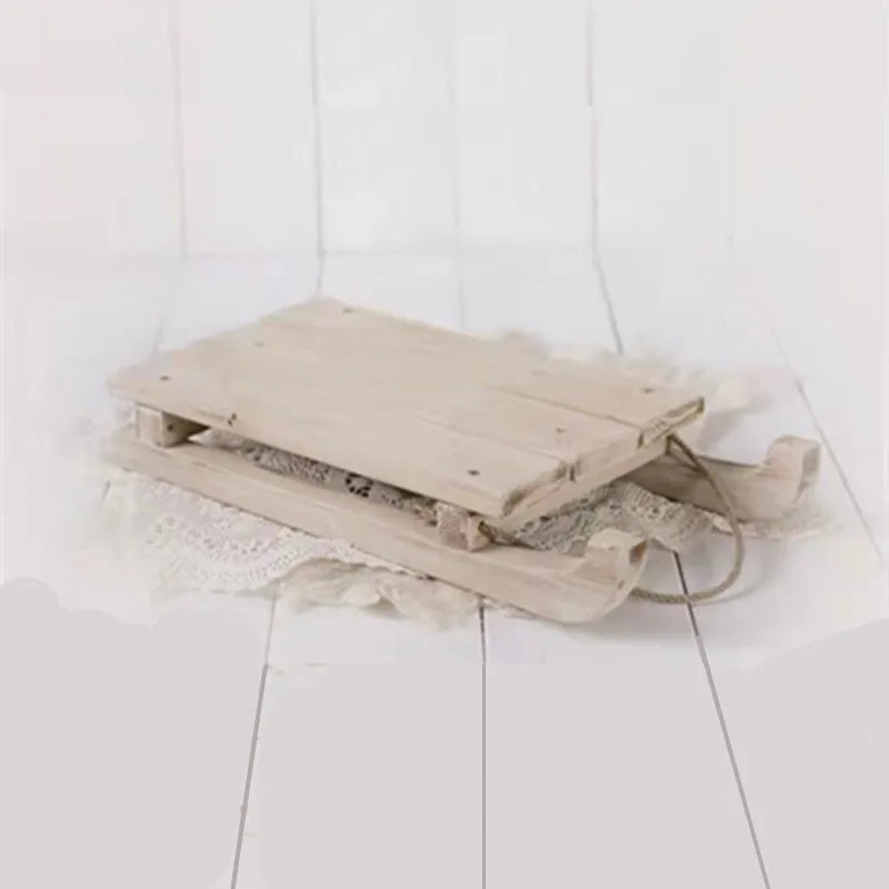 KMK - Newborn Vintage Wooden Christmas Sleigh Photo Prop