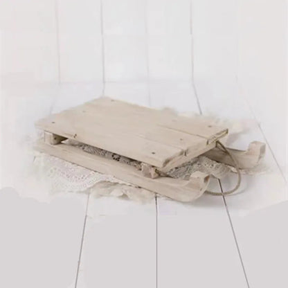 KMK - Newborn Vintage Wooden Christmas Sleigh Photo Prop