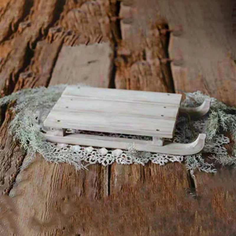 KMK - Newborn Vintage Wooden Christmas Sleigh Photo Prop