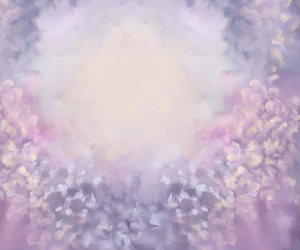 KMK - Purple Spring Flowers Wreath Painting Backdrop