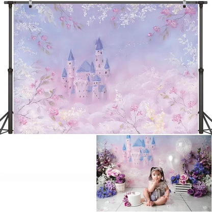 KMK - Purple fairy castle watercolour backdrop