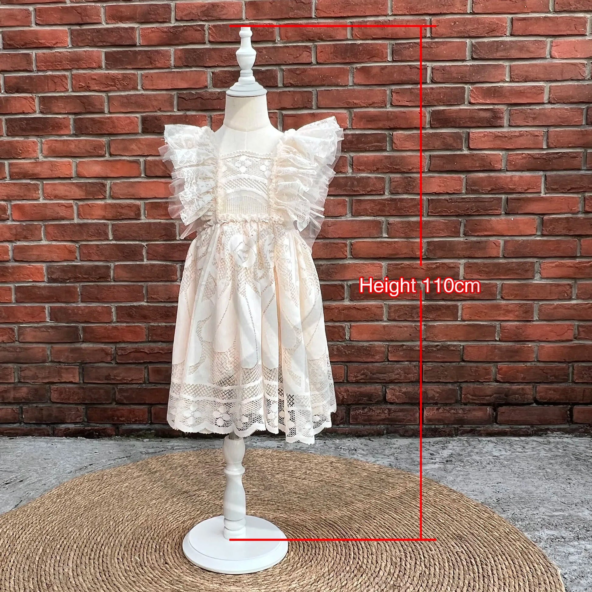 KMK - Ruffle Sleeves Lace Flower Dress