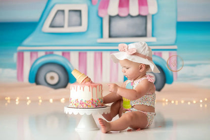 KMK - Summer Sweets Ice cream Bus Backdrop