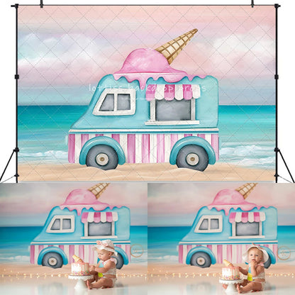 KMK - Summer Sweets Ice cream Bus Backdrop