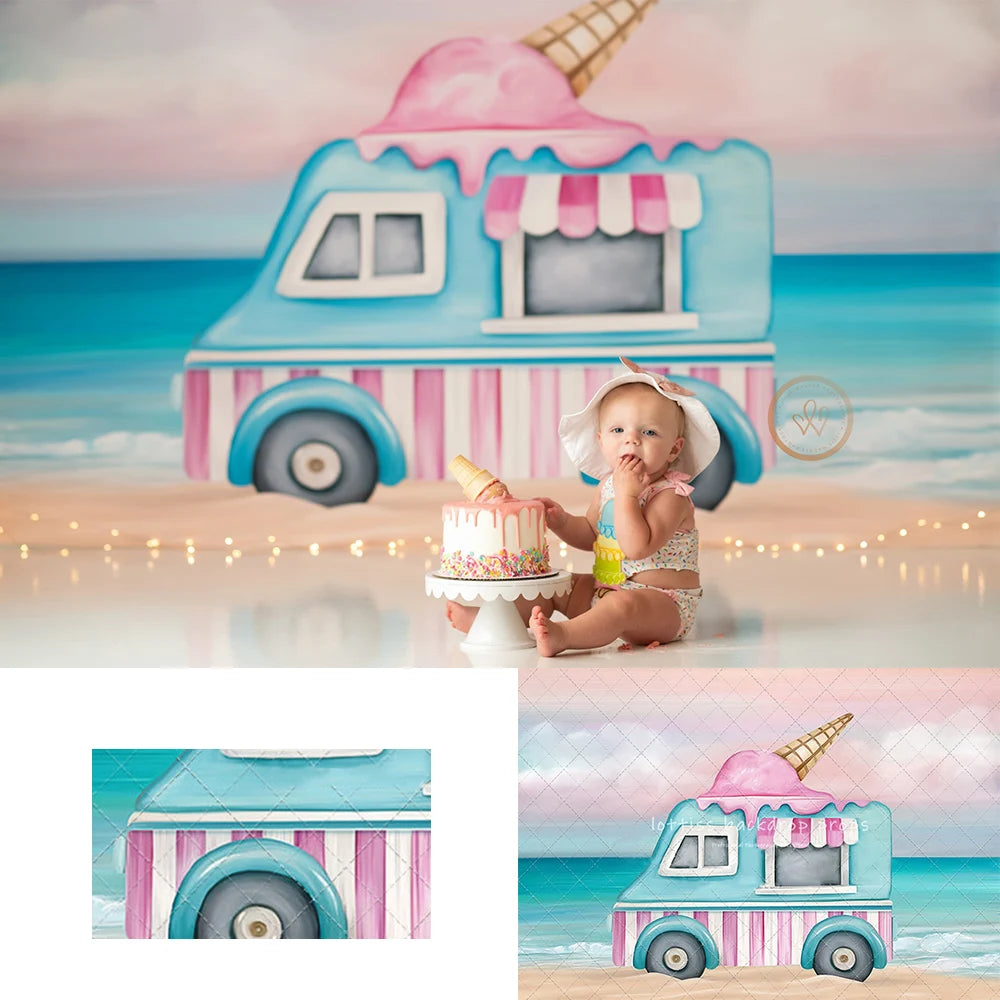 KMK - Summer Sweets Ice cream Bus Backdrop