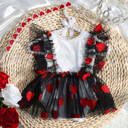 KMK - Hearts Embroidery Romper + Headband (3 colours)