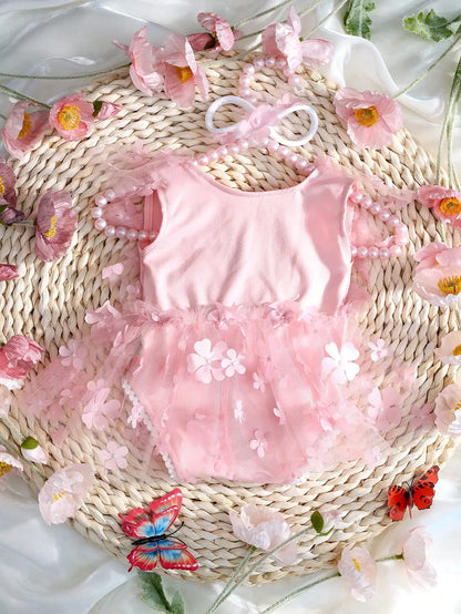 KMK - Embroidery Flower Romper Sets