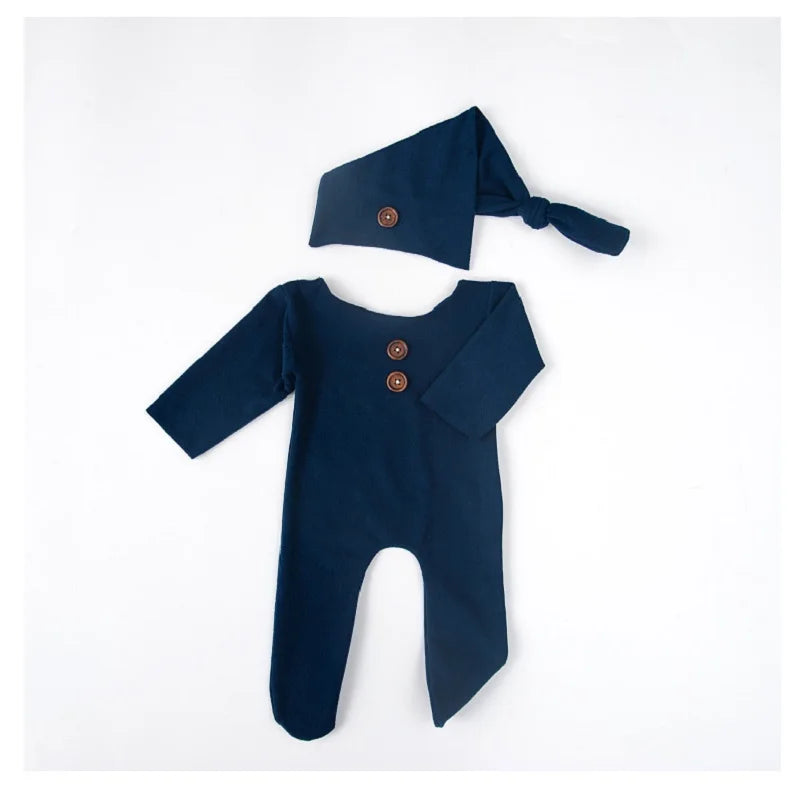 KMK - Newborn Plain Button Romper Sets