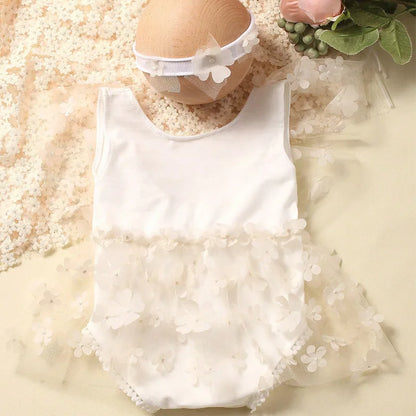 KMK - Embroidery Flower Romper Sets
