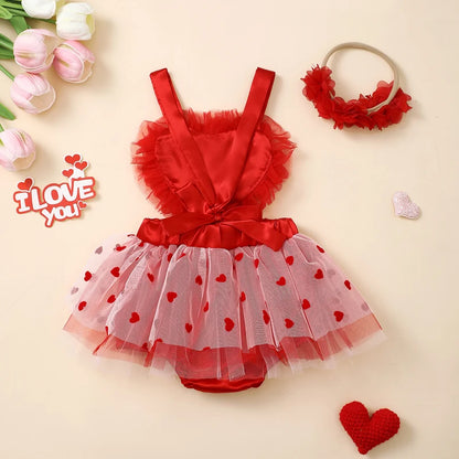 KMK - Valentines Heart Tulle Romper Set