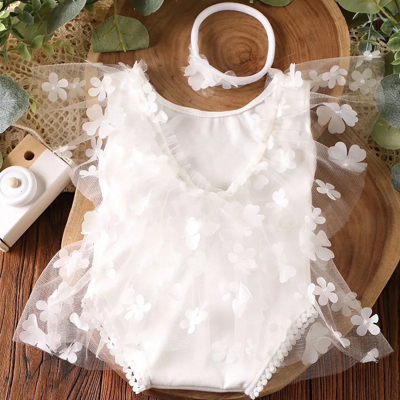 KMK - Embroidery Flower Romper Sets