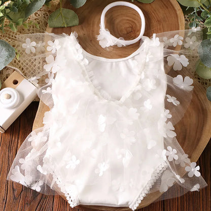 KMK - Embroidery Flower Romper Sets