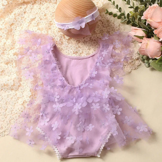 KMK - Embroidery Flower Romper Sets
