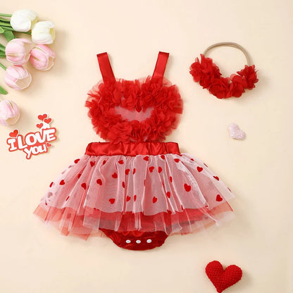 KMK - Valentines Heart Tulle Romper Set