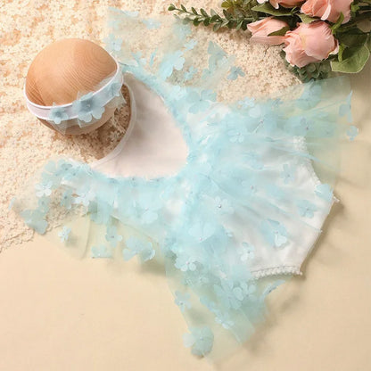 KMK - Embroidery Flower Romper Sets