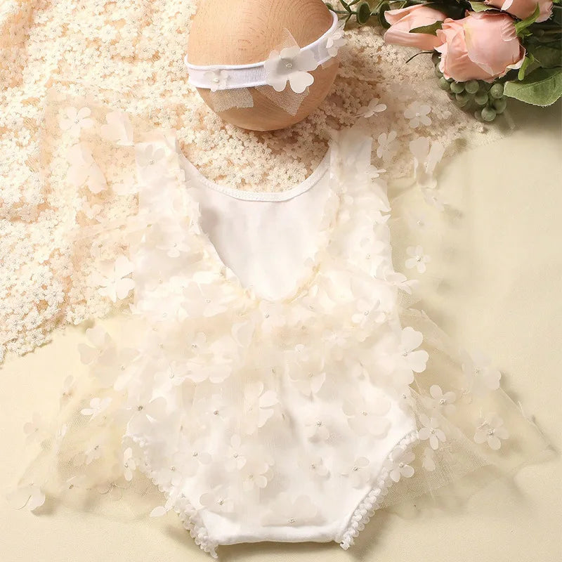 KMK - Embroidery Flower Romper Sets