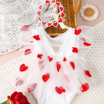 KMK - Hearts Embroidery Romper + Headband (3 colours)