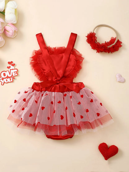 KMK - Valentines Heart Tulle Romper Set