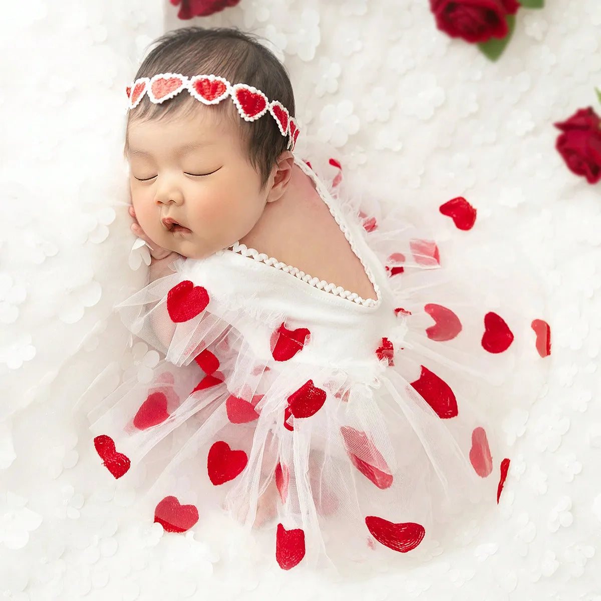 KMK - Hearts Embroidery Romper + Headband (3 colours)