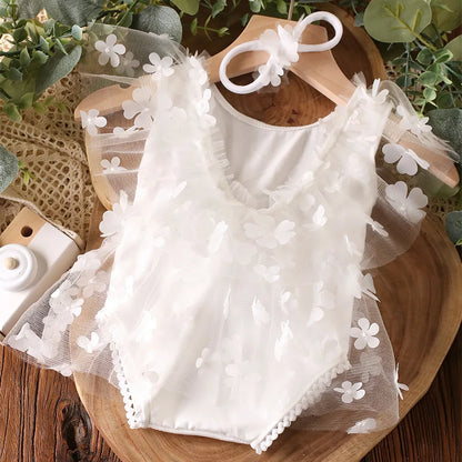 KMK - Embroidery Flower Romper Sets