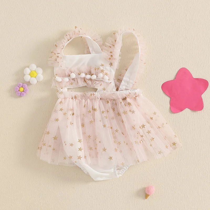 KMK - Pink Stars Tulle Romper