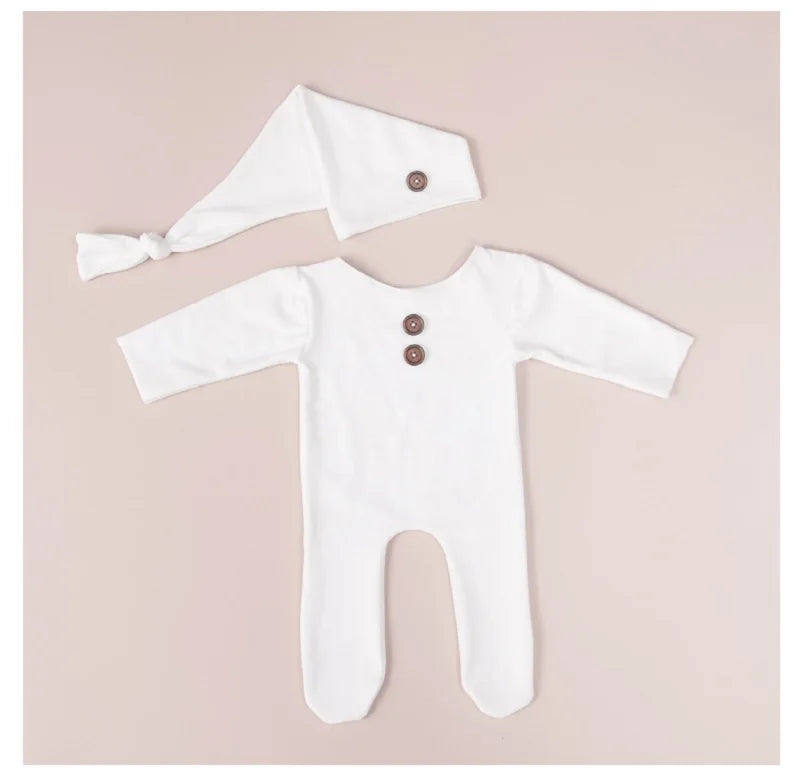 KMK - Newborn Plain Button Romper Sets