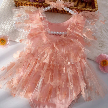 KMK - Embroidery Flower Romper Sets