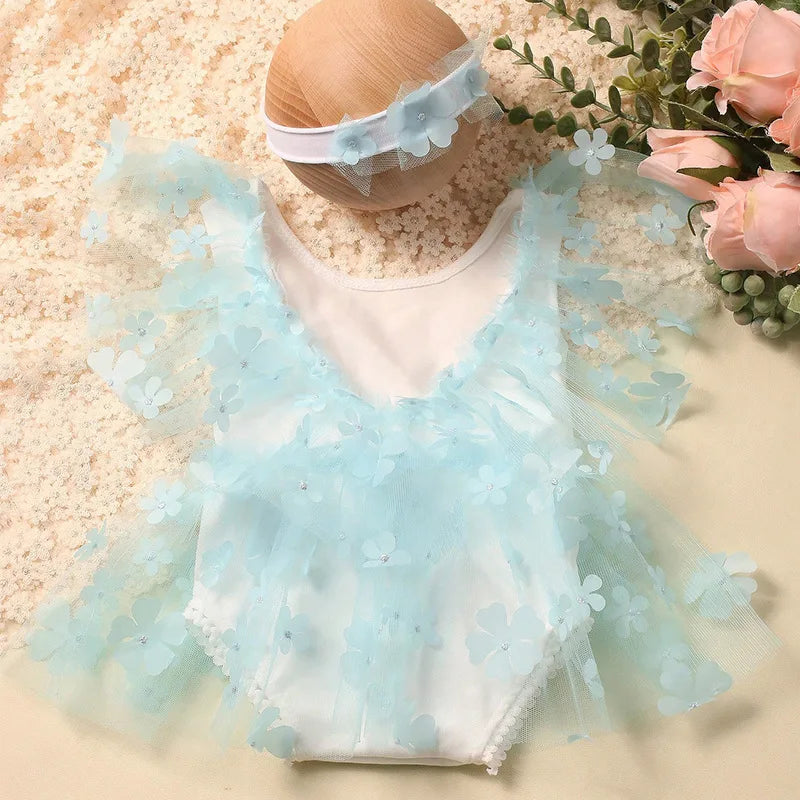 KMK - Embroidery Flower Romper Sets