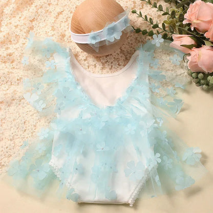 KMK - Embroidery Flower Romper Sets