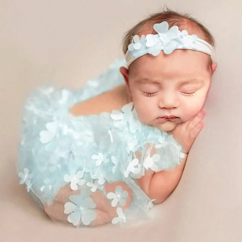 KMK - Embroidery Flower Romper Sets