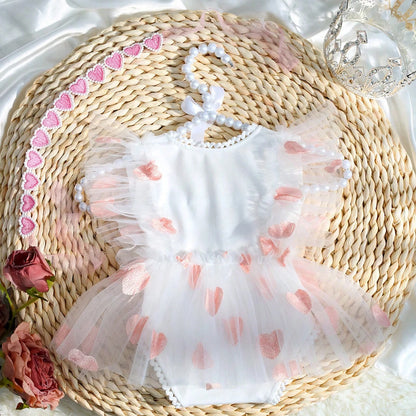 KMK - Hearts Embroidery Romper + Headband (3 colours)