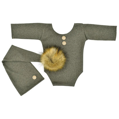 KMK - Long Sleeve Plain Romper Set