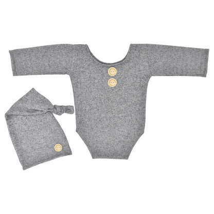 KMK - Long Sleeve Plain Romper Set