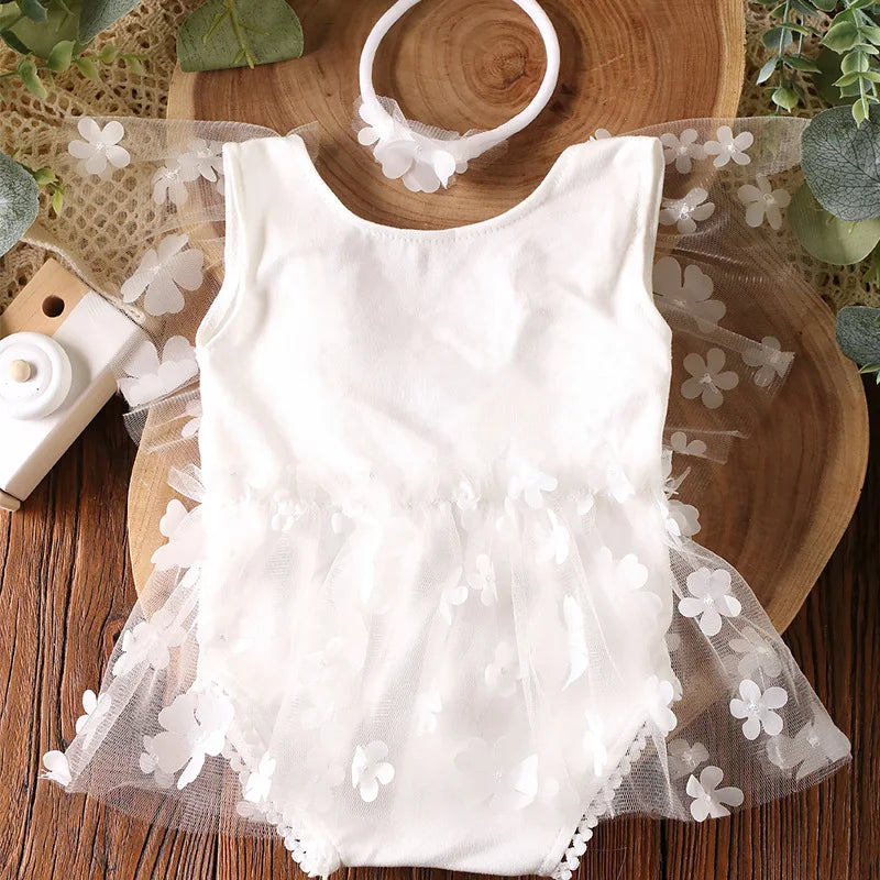 KMK - Embroidery Flower Romper Sets