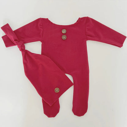 KMK - Newborn Plain Button Romper Sets