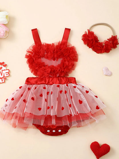 KMK - Valentines Heart Tulle Romper Set