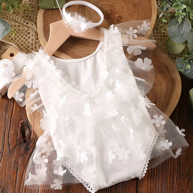KMK - Embroidery Flower Romper Sets
