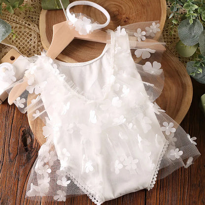 KMK - Embroidery Flower Romper Sets
