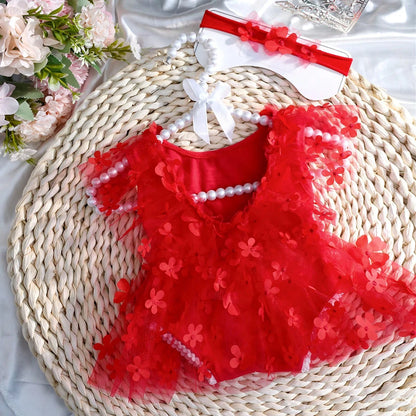 KMK - Embroidery Flower Romper Sets