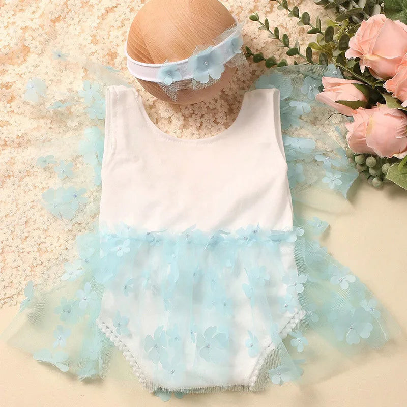 KMK - Embroidery Flower Romper Sets