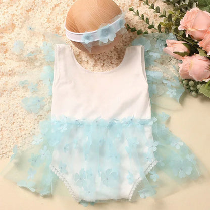 KMK - Embroidery Flower Romper Sets