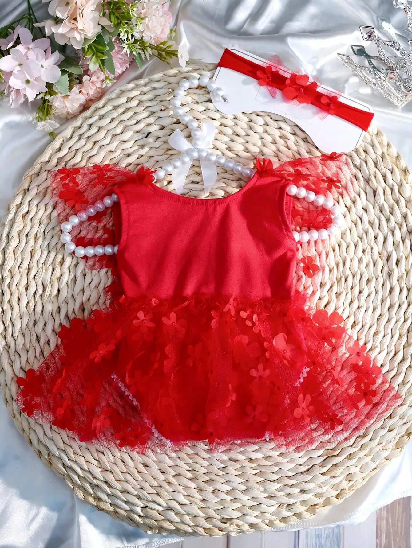 KMK - Embroidery Flower Romper Sets