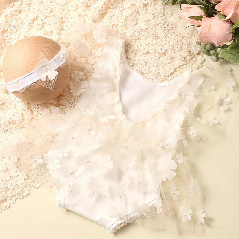 KMK - Embroidery Flower Romper Sets